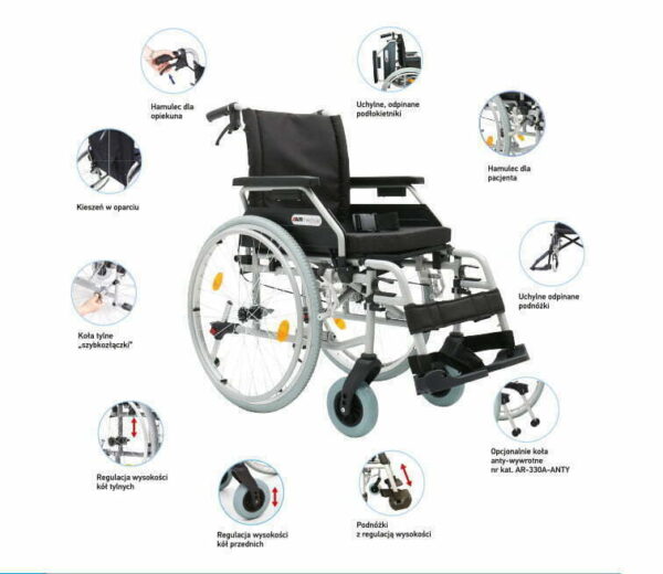 Wózek inwalidzki aluminiowy Dynamic AR-330A ARmedical