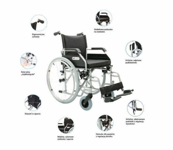 Wózek inwalidzki stalowy Optimum AR-400 Armedical