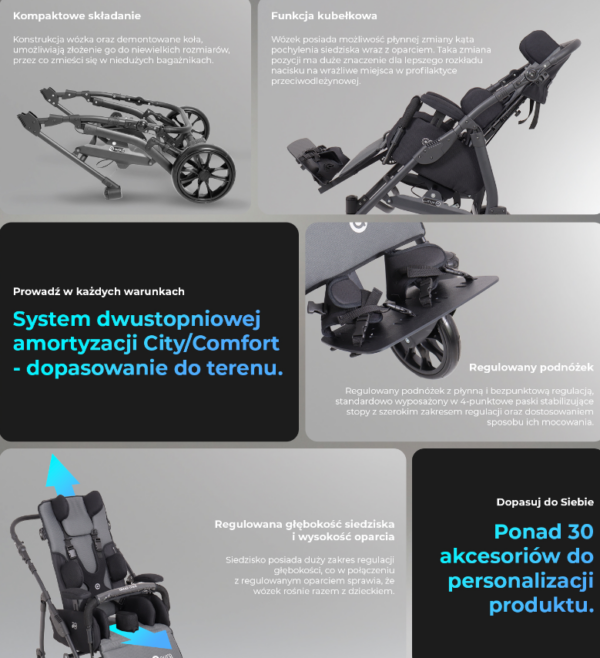 Wózek inwalidzki specjalny dziecięcy Aura Pro Akces-Med